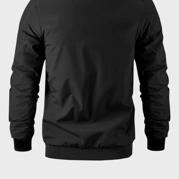 Black Casual Men's Bomber Jacket - Picture 4 of 6